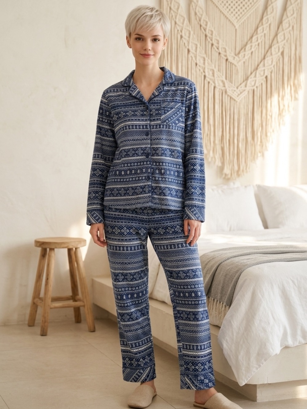 La Vie En Rose Patterned Two-Piece Pajama Set - Size Small